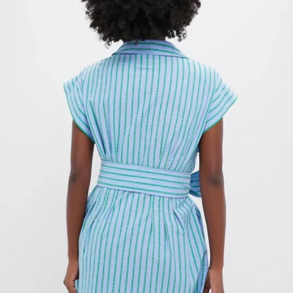 NWT Tuckernuck Delphinium Seersucker Mini Callie Dress - Medium - Picture 3 of 9